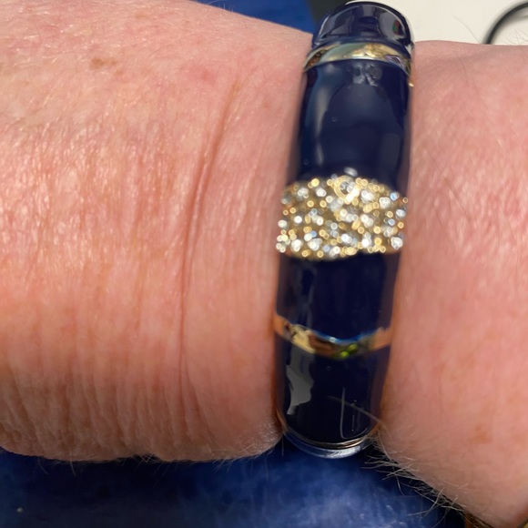 New Landau navy blue enamel bracelet with rhinestone accents - Picture 5 of 7